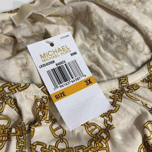 Michael Kors Chain Print Blouse in Cream and Gold NWT - Picture 6 of 6